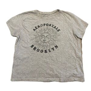 💜 Aeropostale Brooklyn Sun Graphic T-shirt - Gray - Women's/Unisex Size L/G